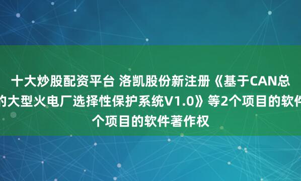 十大炒股配资平台 洛凯股份新注册《基于CAN总线通信的大型火电厂选择性保护系统V1.0》等2个项目的软件著作权